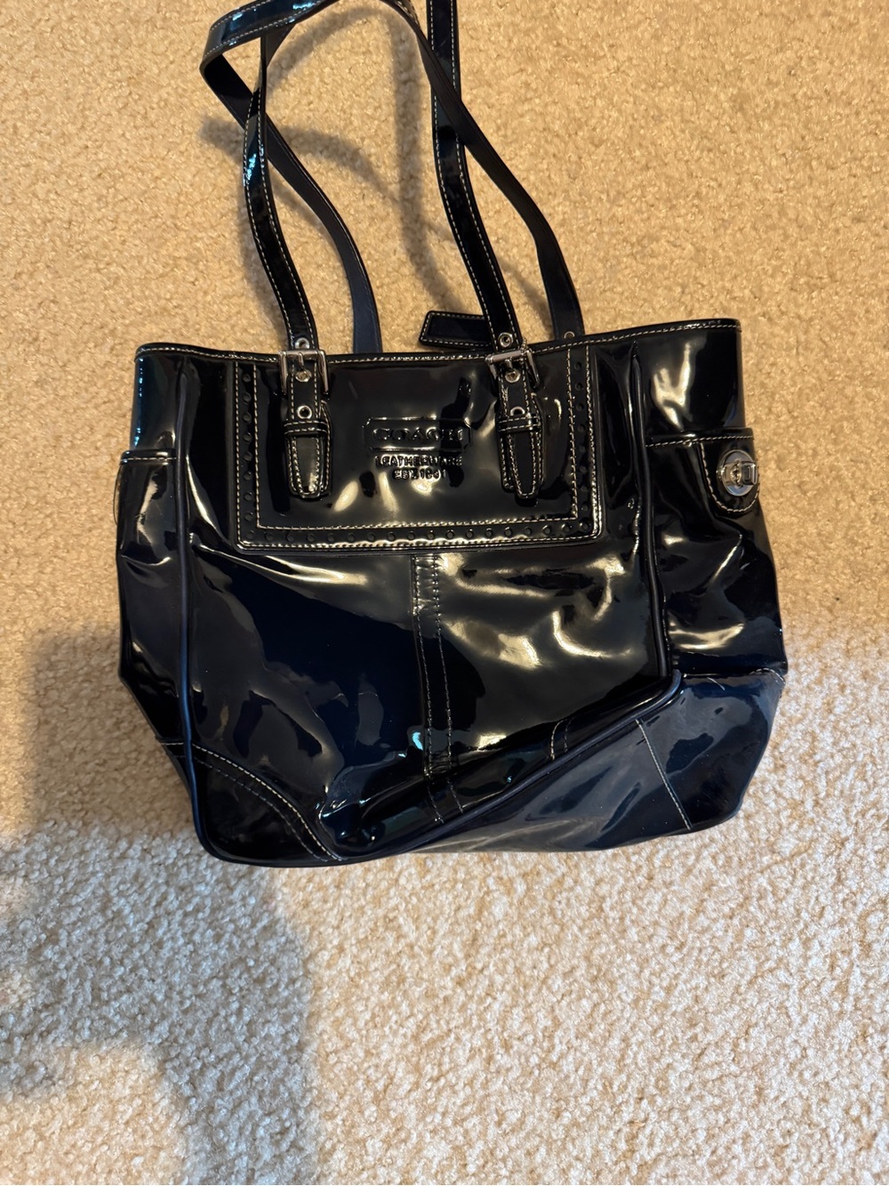 Coach Black Patent Leather Shoulder Tote